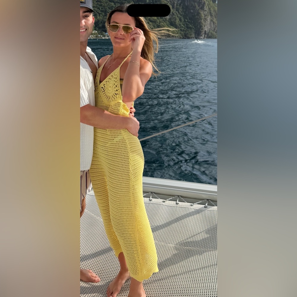 Knit yellow beach cover up